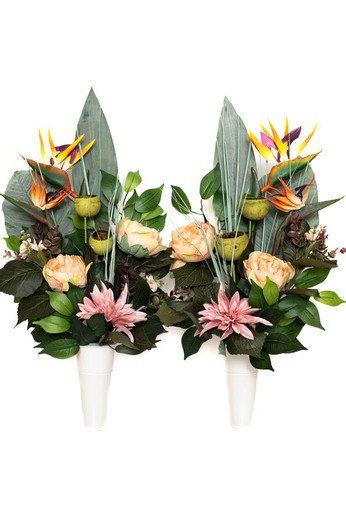 Bouquet Joyeux Et Tropical De Fleurs Artificielles Avec Oiseaux De Paradis Oh Myflor