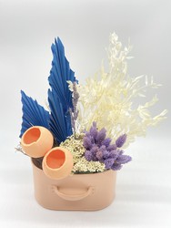 Elegante centro de flores secas y preservas en color natural y salmón —  Oh!MyFlor
