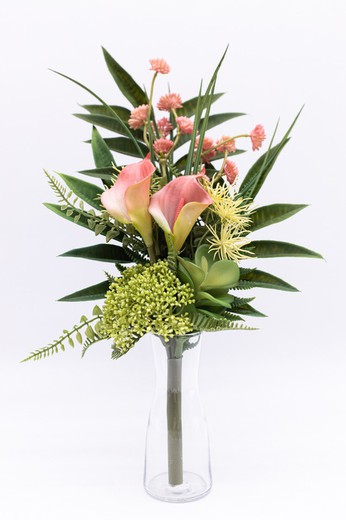 Petit bouquet de fleurs pour cimetière avec des lys calla roses