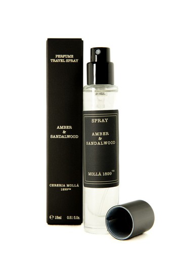 Perfume Travel Spray Amber & Sandalwood. Colección Boutique Tienda CERERIA MOLLA 1899