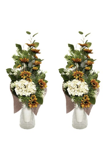 Bouquet de fleurs printanier pour cimetière avec marguerites artificielles