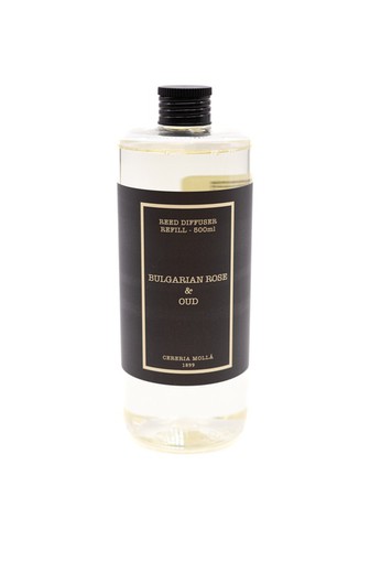 Refil de ambientador Mikado 500 mL. Bulgarian Rose & Oud. Coleção Bouquet CERERIA MOLLA 1899