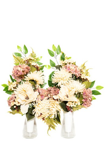 Bouquet de fleurs raffiné et délicat pour cimetière aux couleurs claires et roses