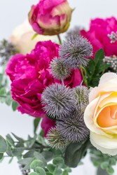 bouquet de fleurs artificielles romantique avec pivoines ramifiées