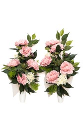 Ramo de flores artificiales de cementerio con margaritas rosas — Oh!MyFlor