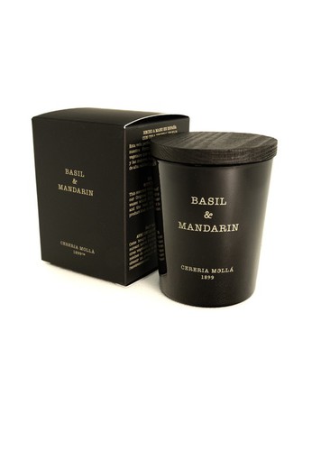 Mini Bougie Premium 70Grs. Basilic et mandarine. Collection Boutique CERERIA MOLLA 1899. Fait main. +/-50 heures