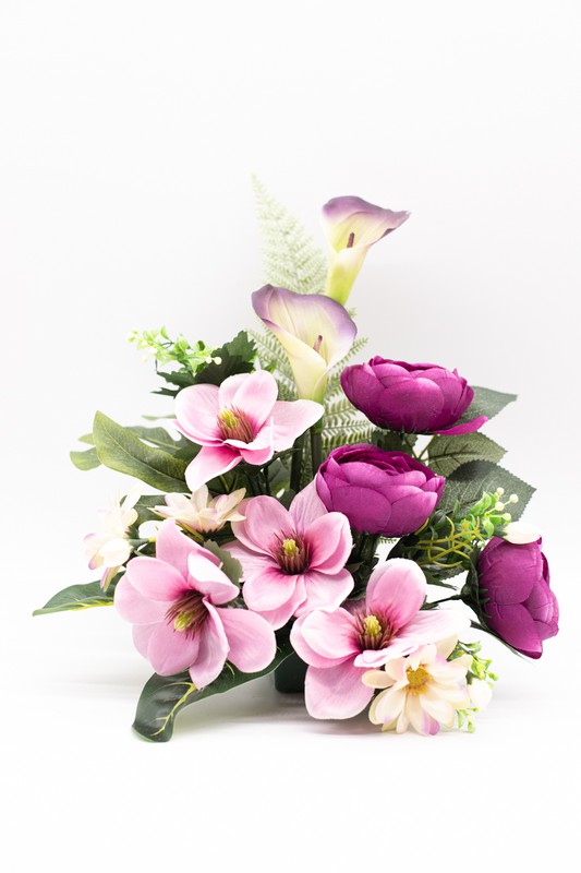 Arranjo de flores artificiais para cemitério em rosa — Oh!MyFlor