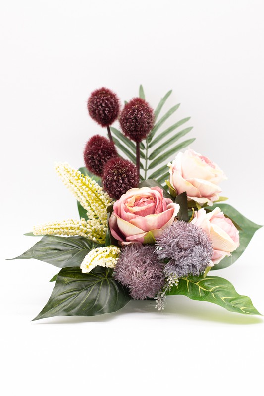 Composition de fleurs artificielles pour cimetière en rose et violet —  Oh!MyFlor