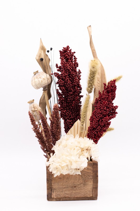 Centro alto de flores secas, preservadas y pampas en color Natural y Marrón  — Oh!MyFlor