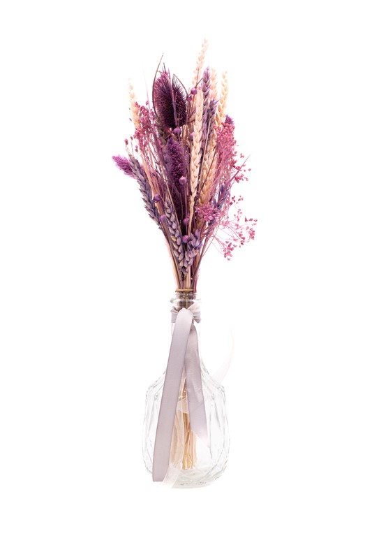 Jarrón vintage de cristal con flores secas y flores preservadas en color  Rosa — Oh!MyFlor
