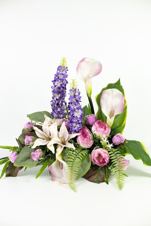 Grand centre de table de cimetière en rose clair et lilas