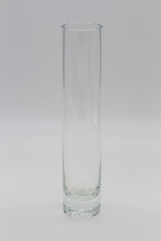 Vase en verre transparent violet haut.