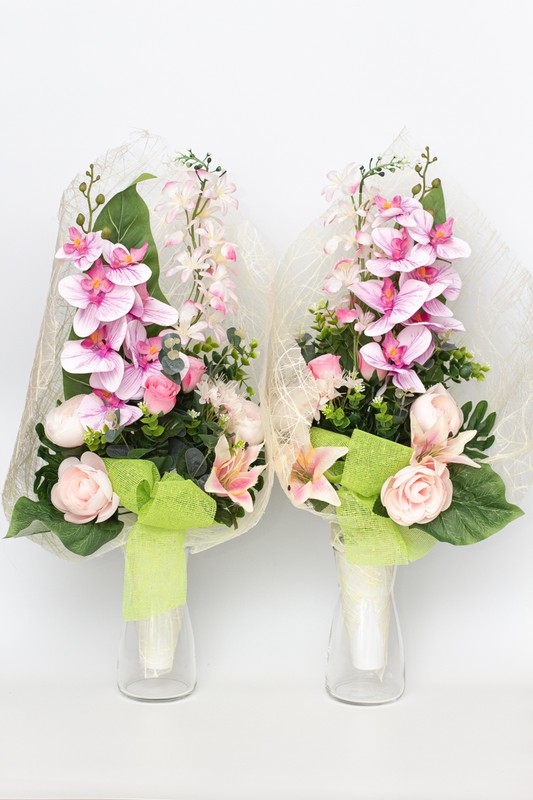 Ramo de flores artificiales para nichos en color rosado — Oh!MyFlor