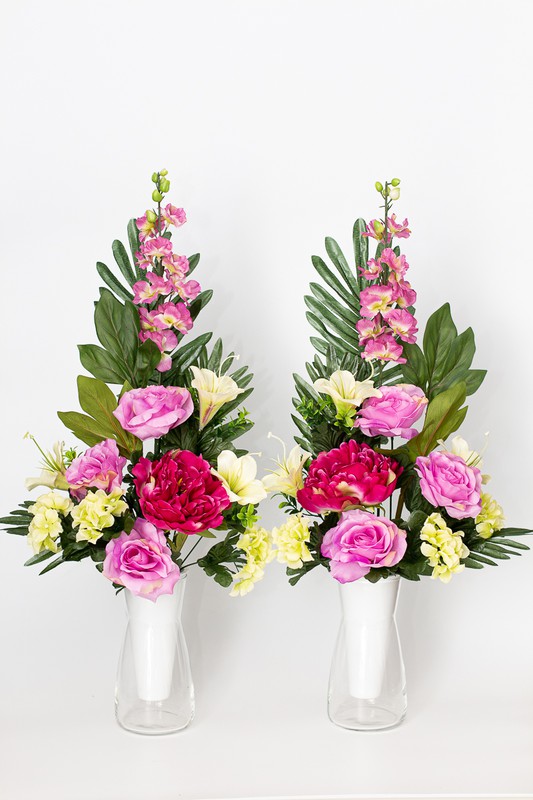 Bouquet de fleurs pour cimetière dans les tons lilas et roses — Oh!MyFlor