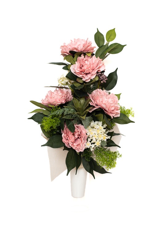 Ramo de flores artificiales de cementerio con margaritas rosas — Oh!MyFlor